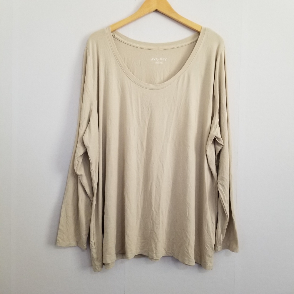 NWT Ava & Viv Beige Soft Long Sleeve Top Size 3X
